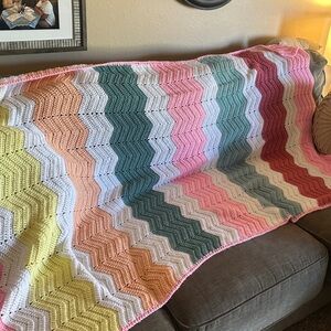 Multicolor Chevron Knit Blanket 40” x 66”